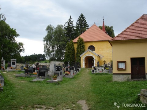 Kostel a hřbitov v Hošticích u Volyně